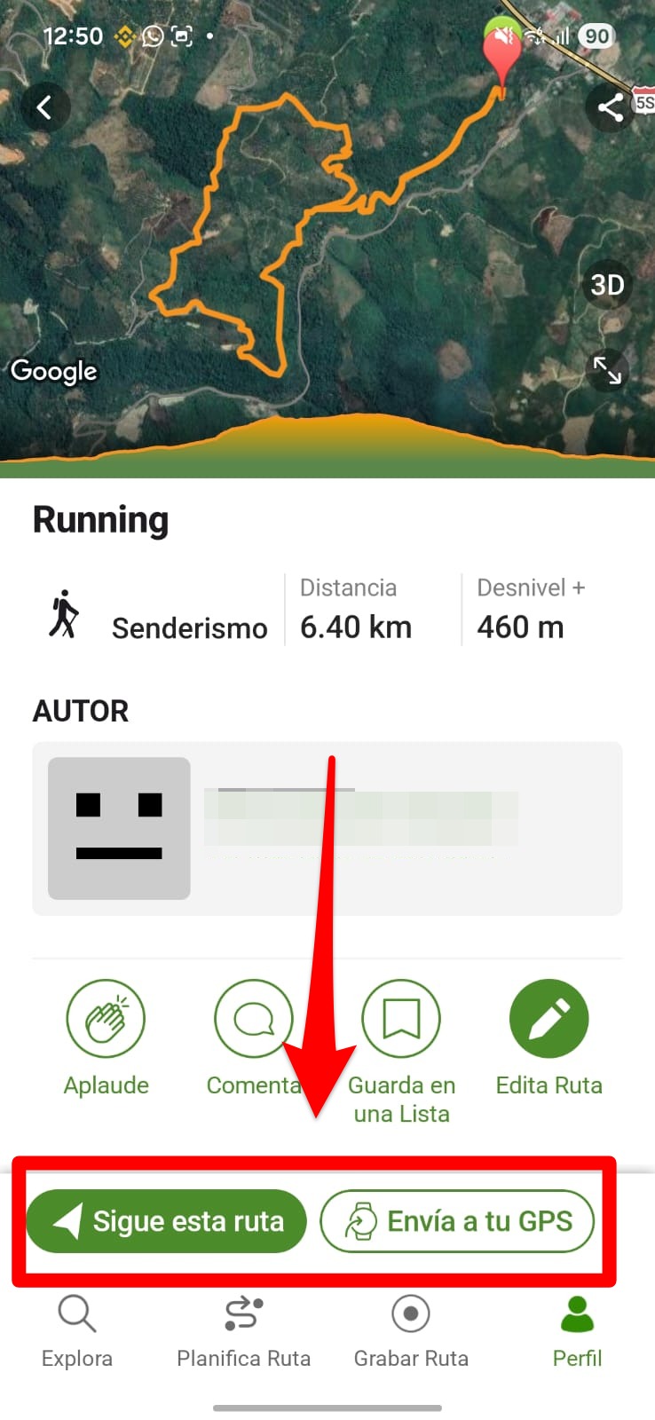 Paso 5: seguir la ruta o enviarla al GPS